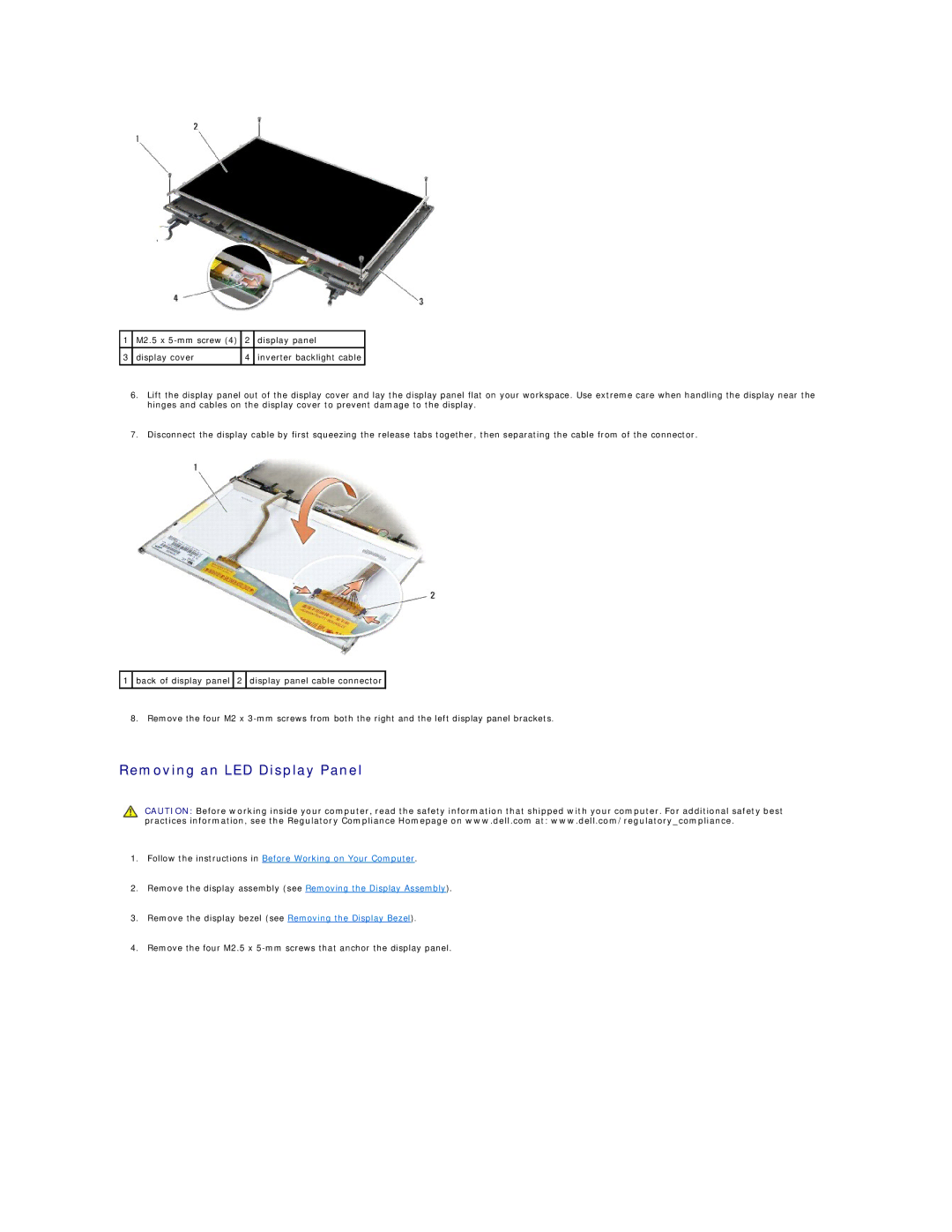 Dell PP30L manual Removing an LED Display Panel 