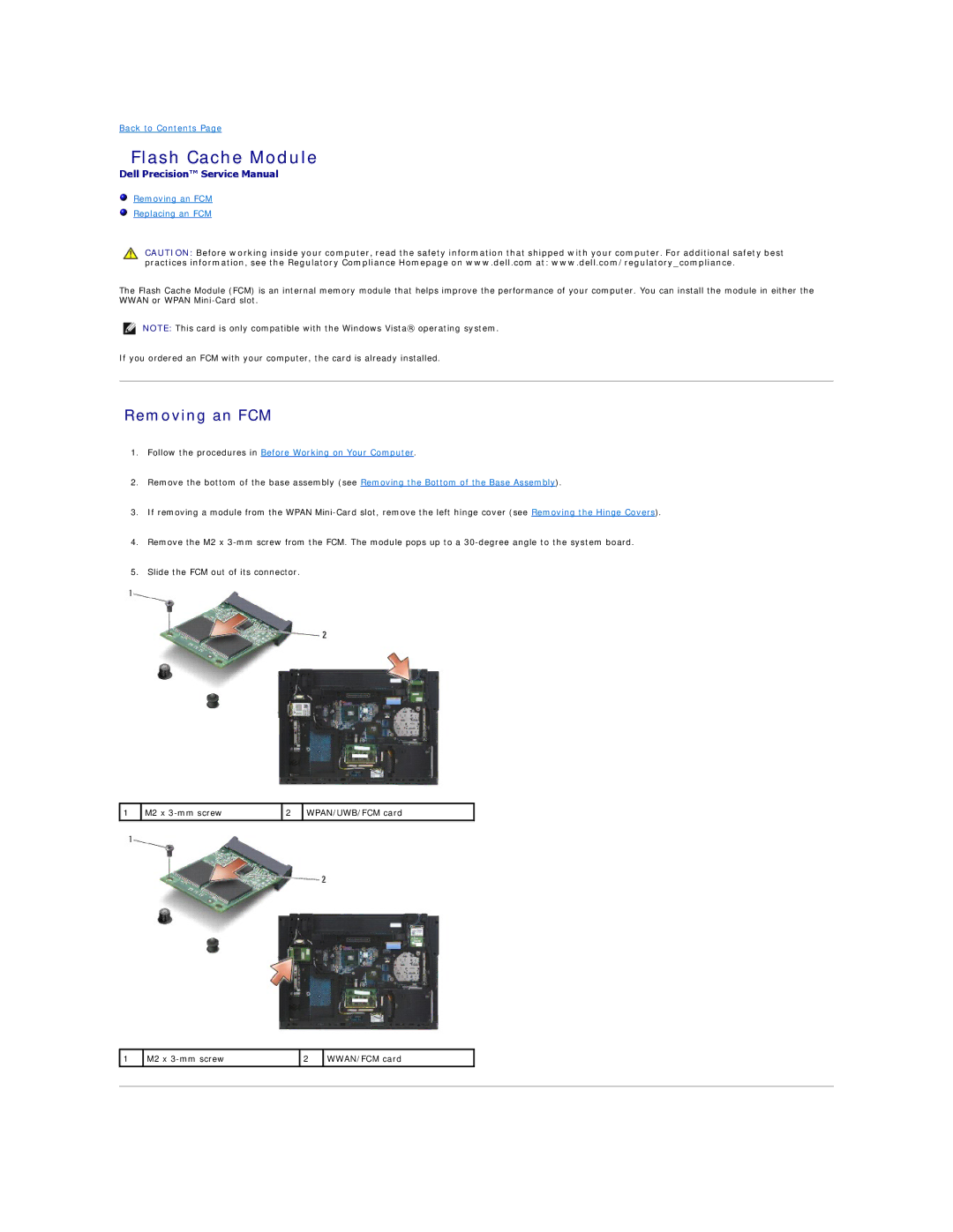 Dell PP30L manual Flash Cache Module, Removing an FCM Replacing an FCM 