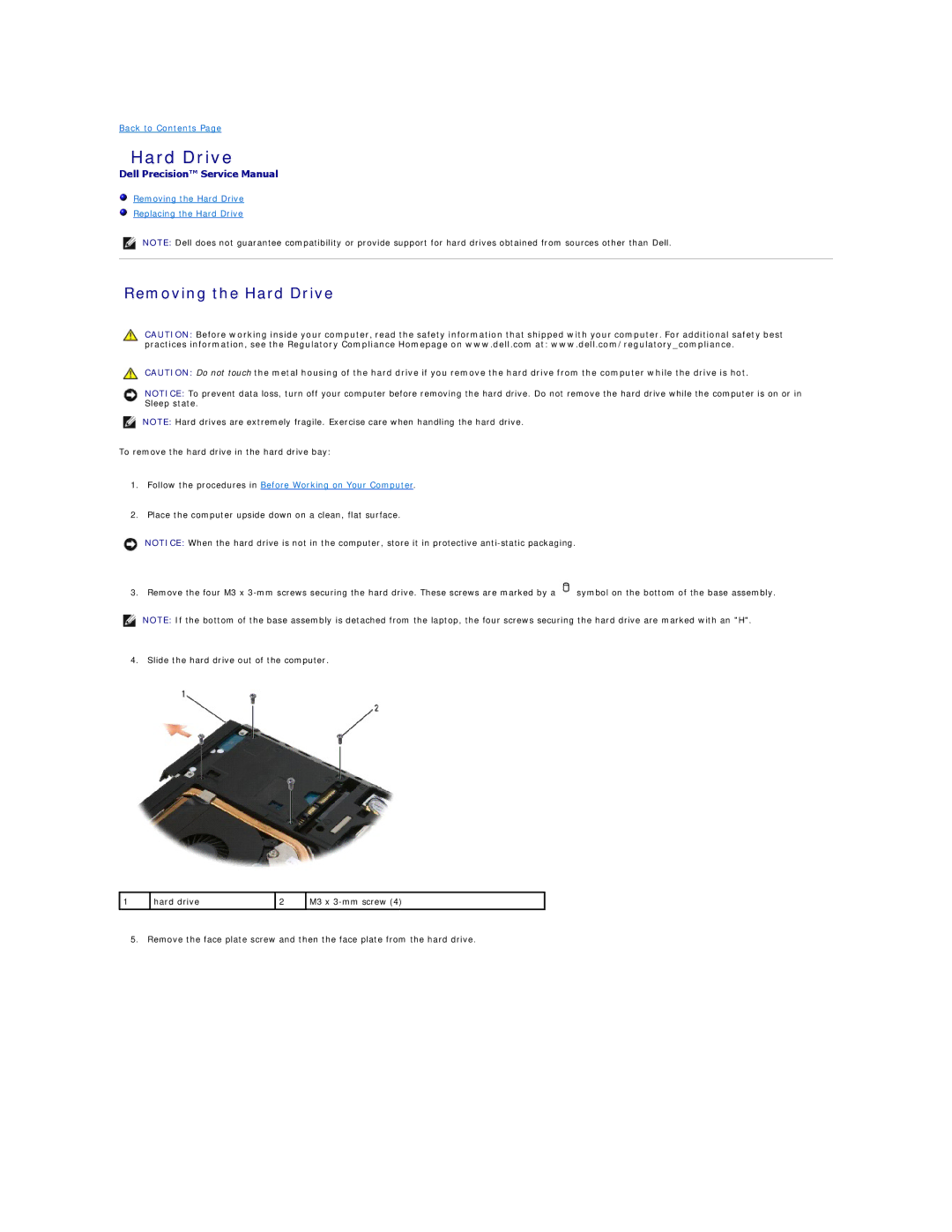 Dell PP30L manual Removing the Hard Drive Replacing the Hard Drive 