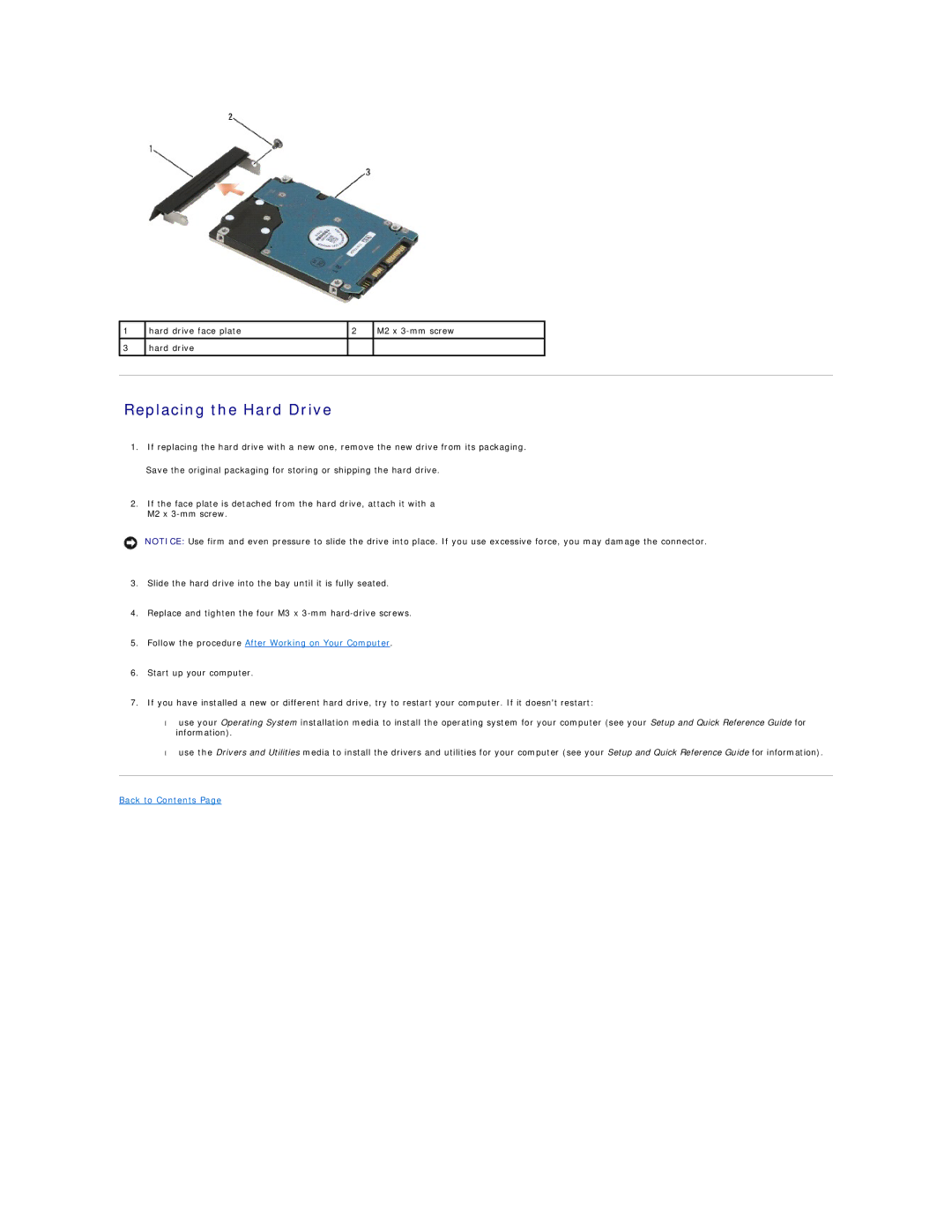 Dell PP30L manual Replacing the Hard Drive, Follow the procedure After Working on Your Computer 