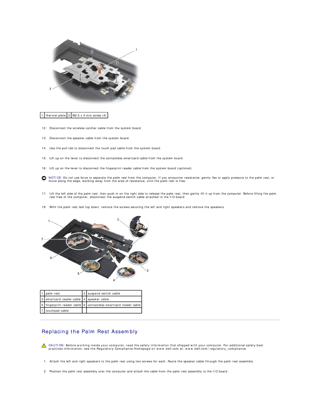 Dell PP30L manual Replacing the Palm Rest Assembly 