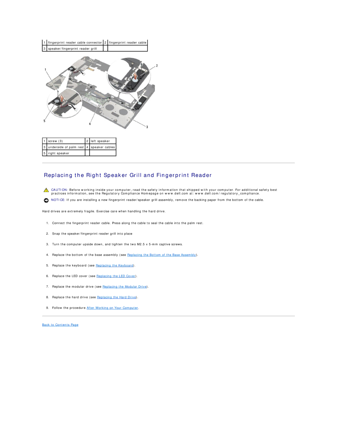 Dell PP30L manual Replacing the Right Speaker Grill and Fingerprint Reader 