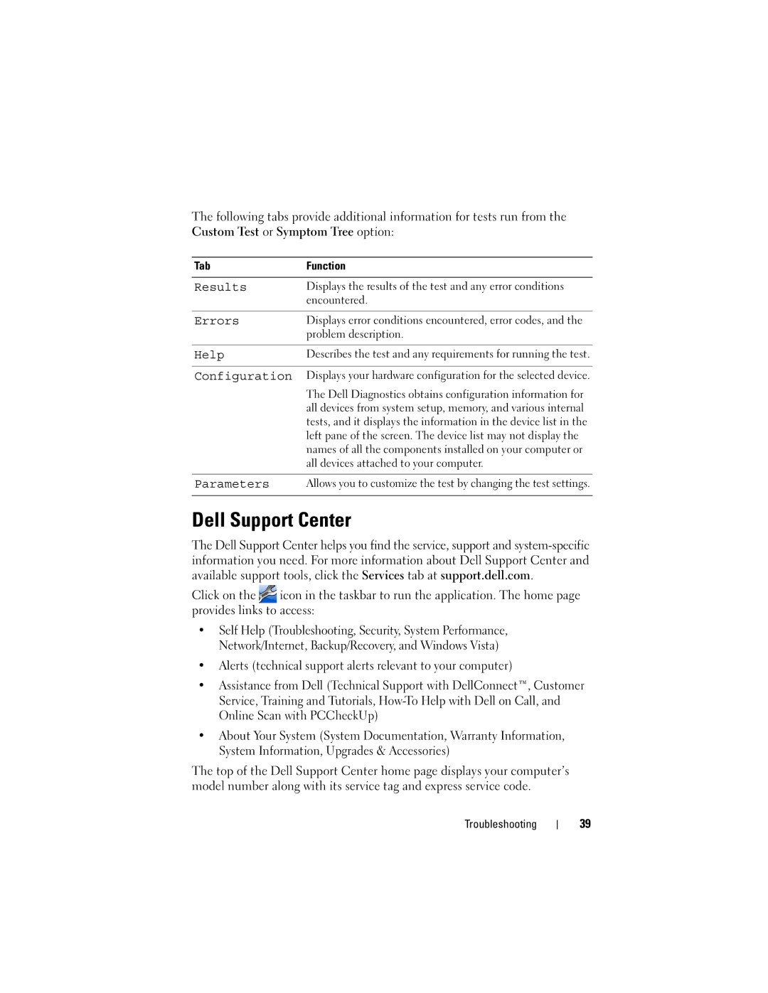 Dell PP31L manual Dell Support Center, Configuration 