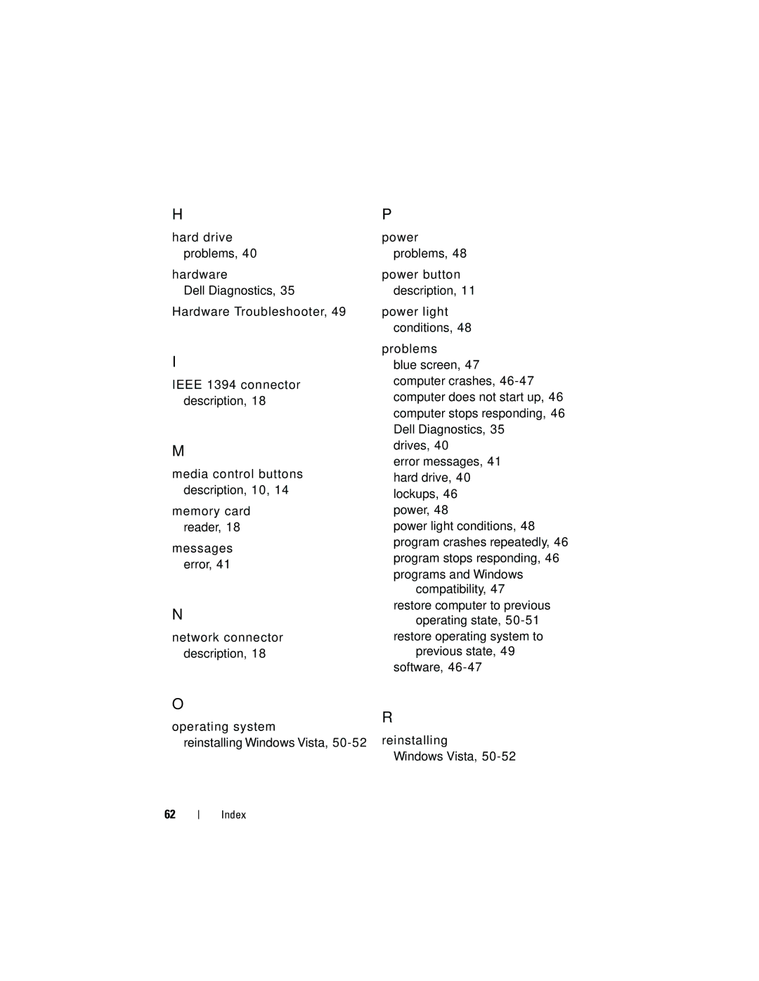 Dell PP31L manual Index 