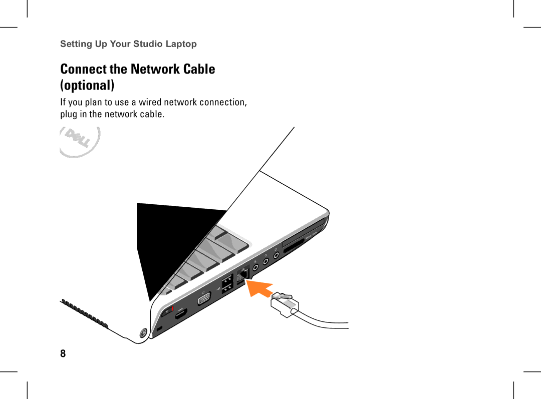 Dell pp33l setup guide Connect the Network Cable optional 