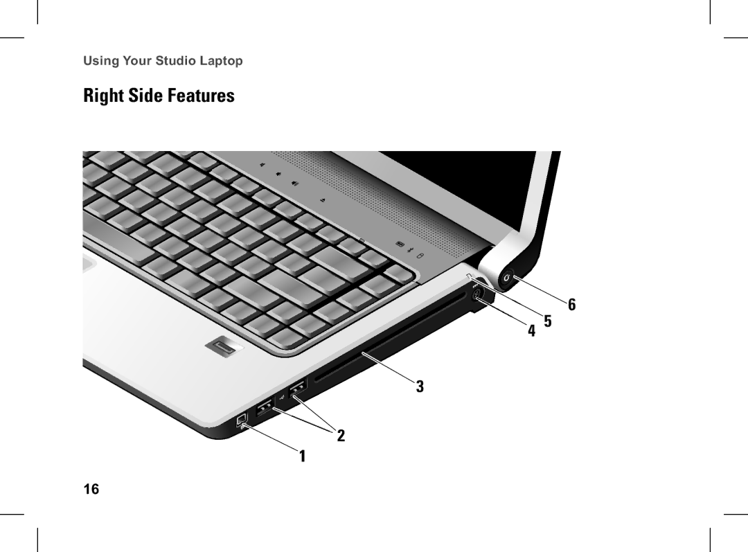 Dell pp33l setup guide Right Side Features 