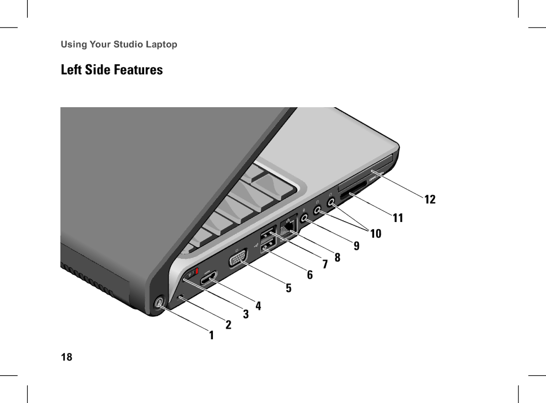 Dell pp33l setup guide Left Side Features 