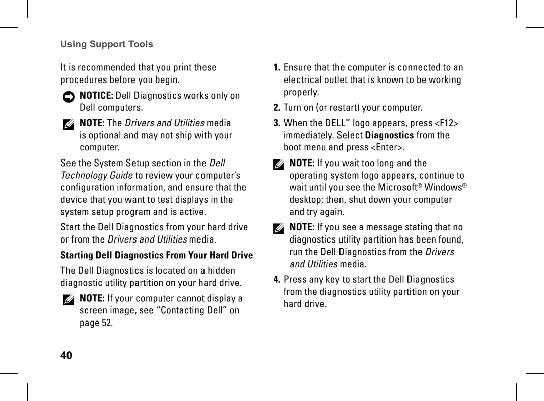 Dell pp33l setup guide Starting Dell Diagnostics From Your Hard Drive 