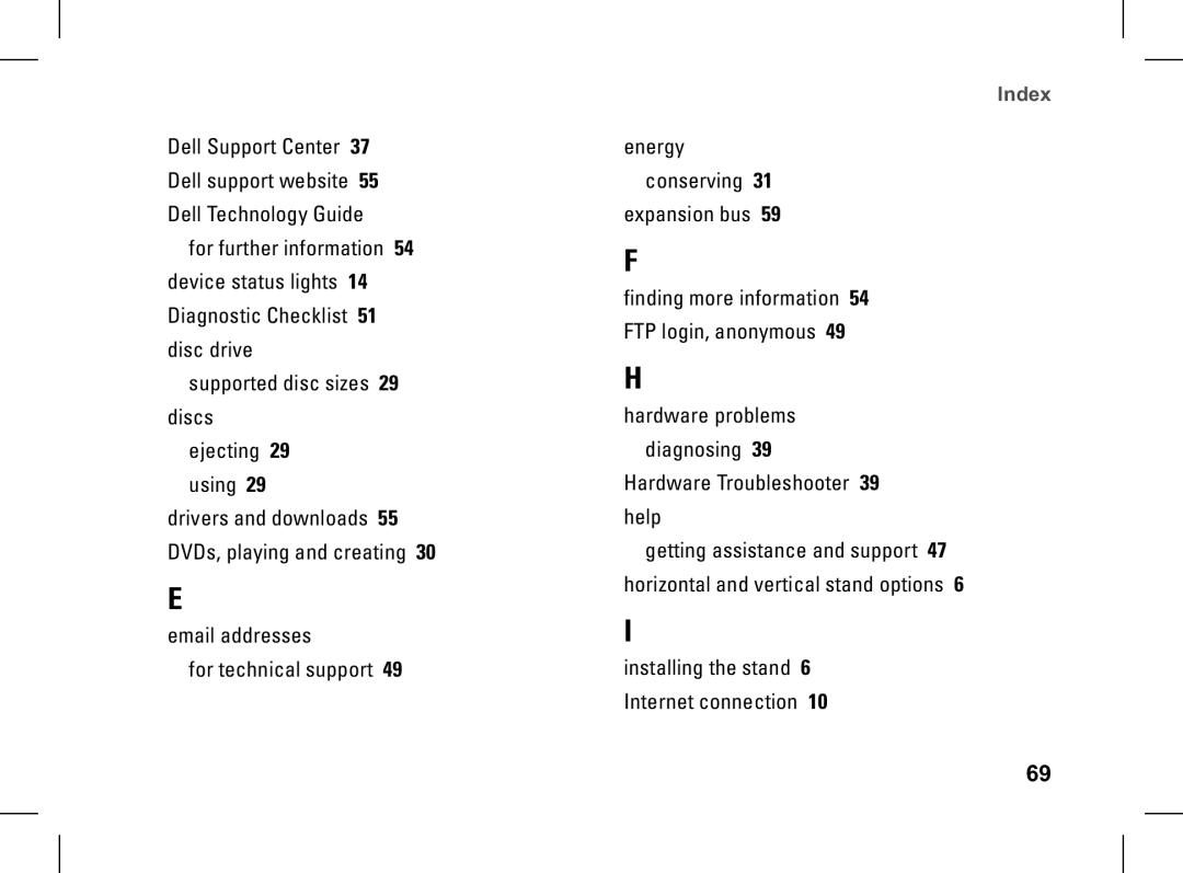 Dell pp33l setup guide Index 