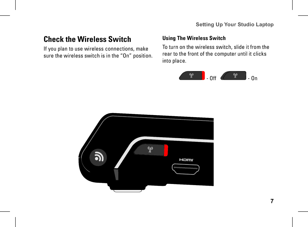 Dell pp33l setup guide Check the Wireless Switch, Using The Wireless Switch 