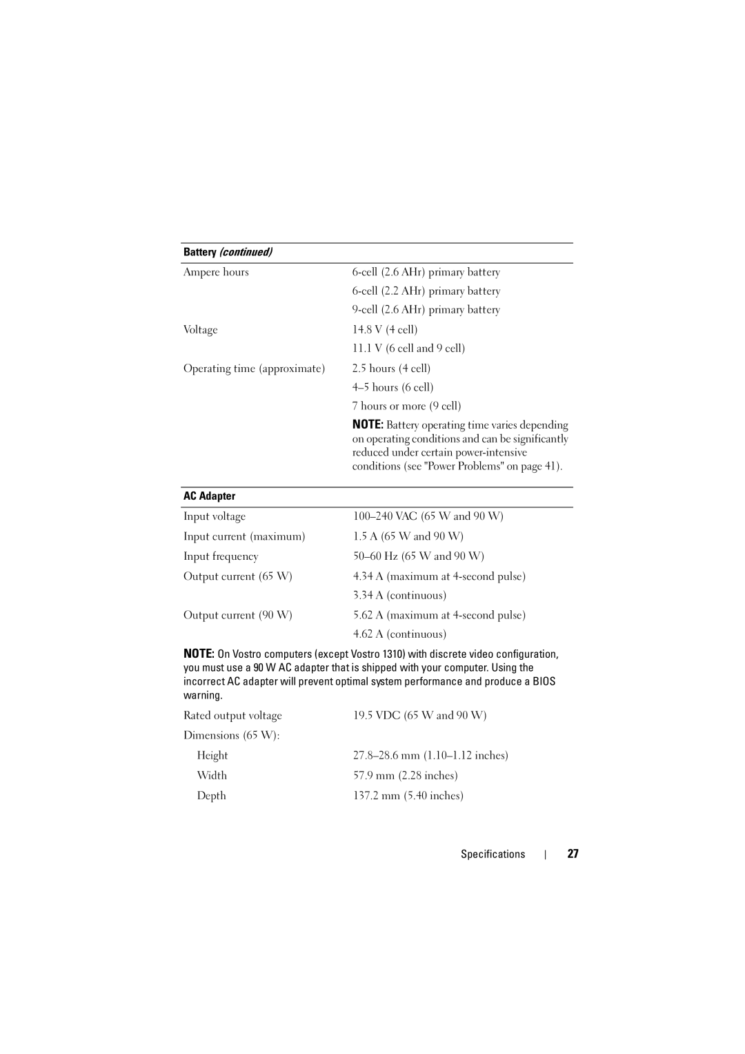 Dell PP36 manual Reduced under certain power-intensive 