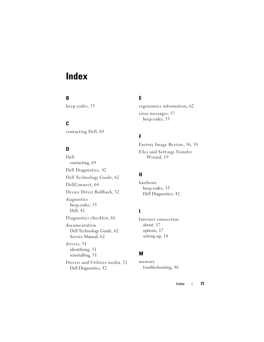 Dell PP36X, PP36L, PP36S manual Index 