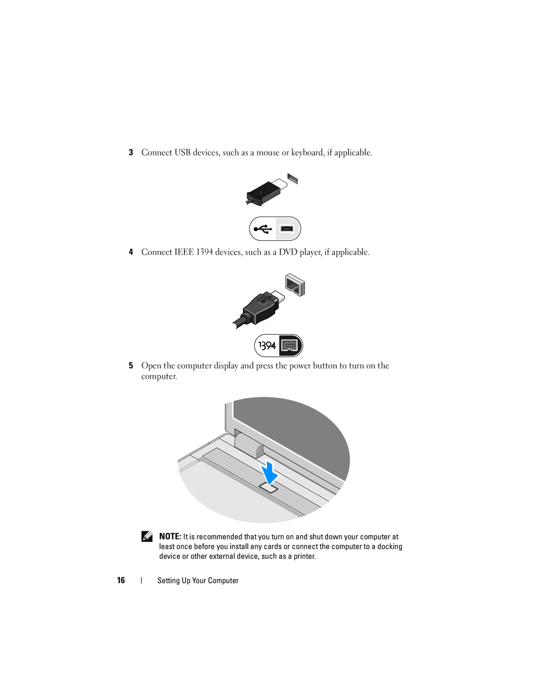 Dell PP36S, PP36L, PP36X manual Connect USB devices, such as a mouse or keyboard, if applicable 