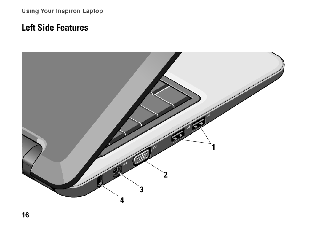 Dell PP40S setup guide Left Side Features 