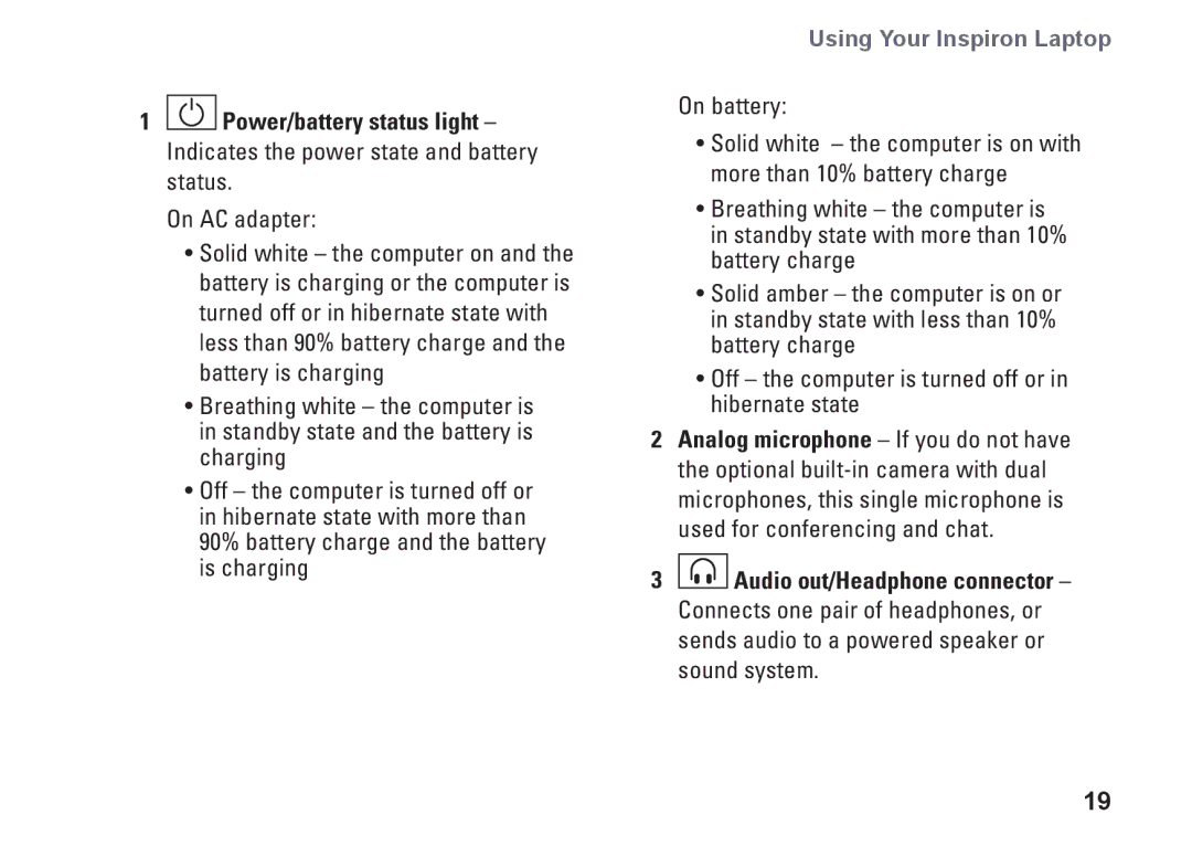 Dell PP41L setup guide Using Your Inspiron Laptop 