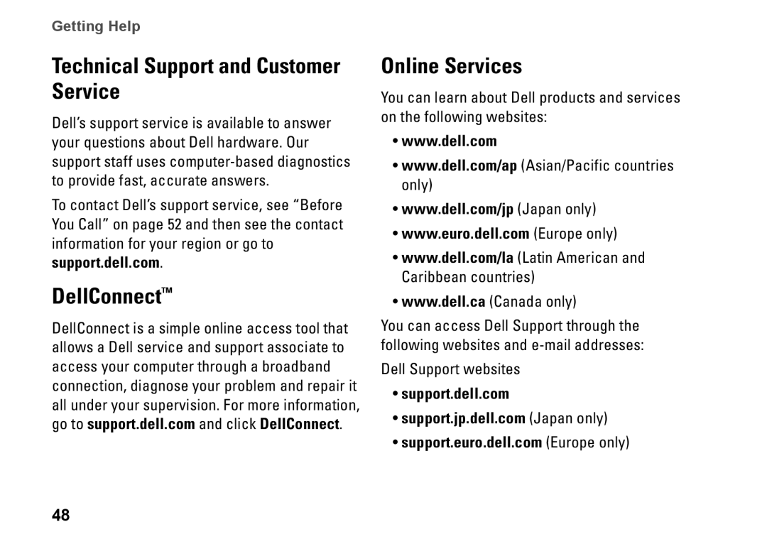 Dell PP41L setup guide DellConnect Online Services, Support.dell.com 