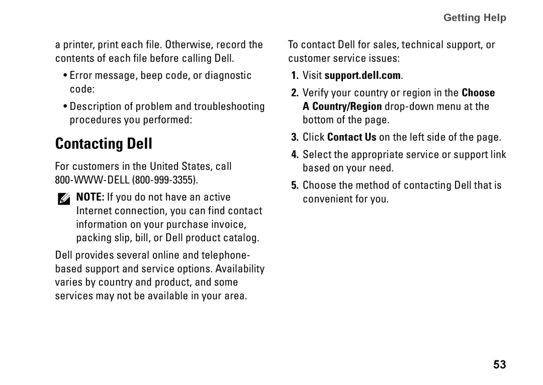 Dell PP41L setup guide Contacting Dell, Visit support.dell.com 