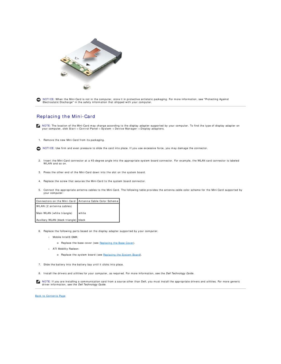 Dell PP41L manual Replacing the Mini-Card 