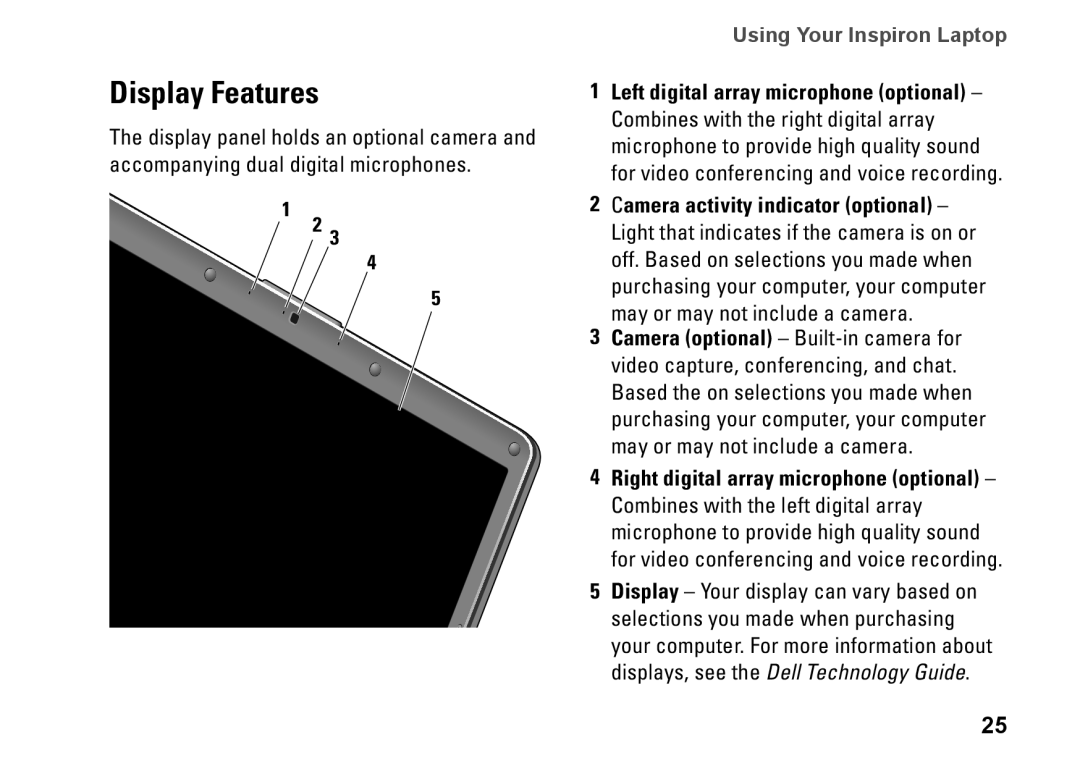 Dell PP41L setup guide Display Features 