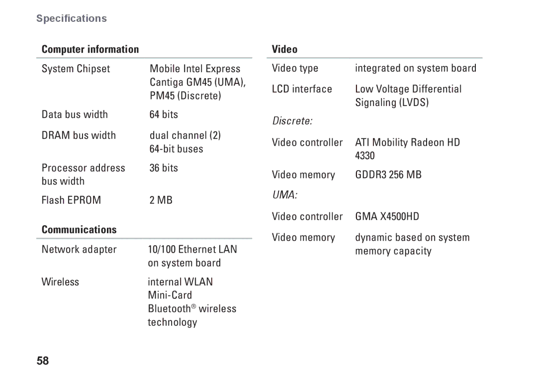 Dell PP41L setup guide Computer information, Communications, Video 