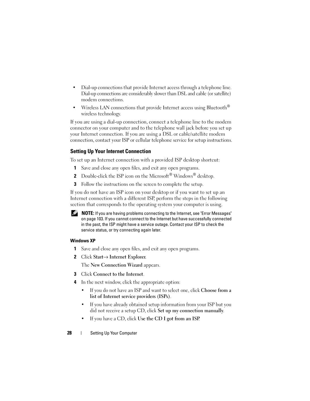 Dell PP521, DCDR01 owner manual Setting Up Your Internet Connection, If you have a CD, click Use the CD I got from an ISP 