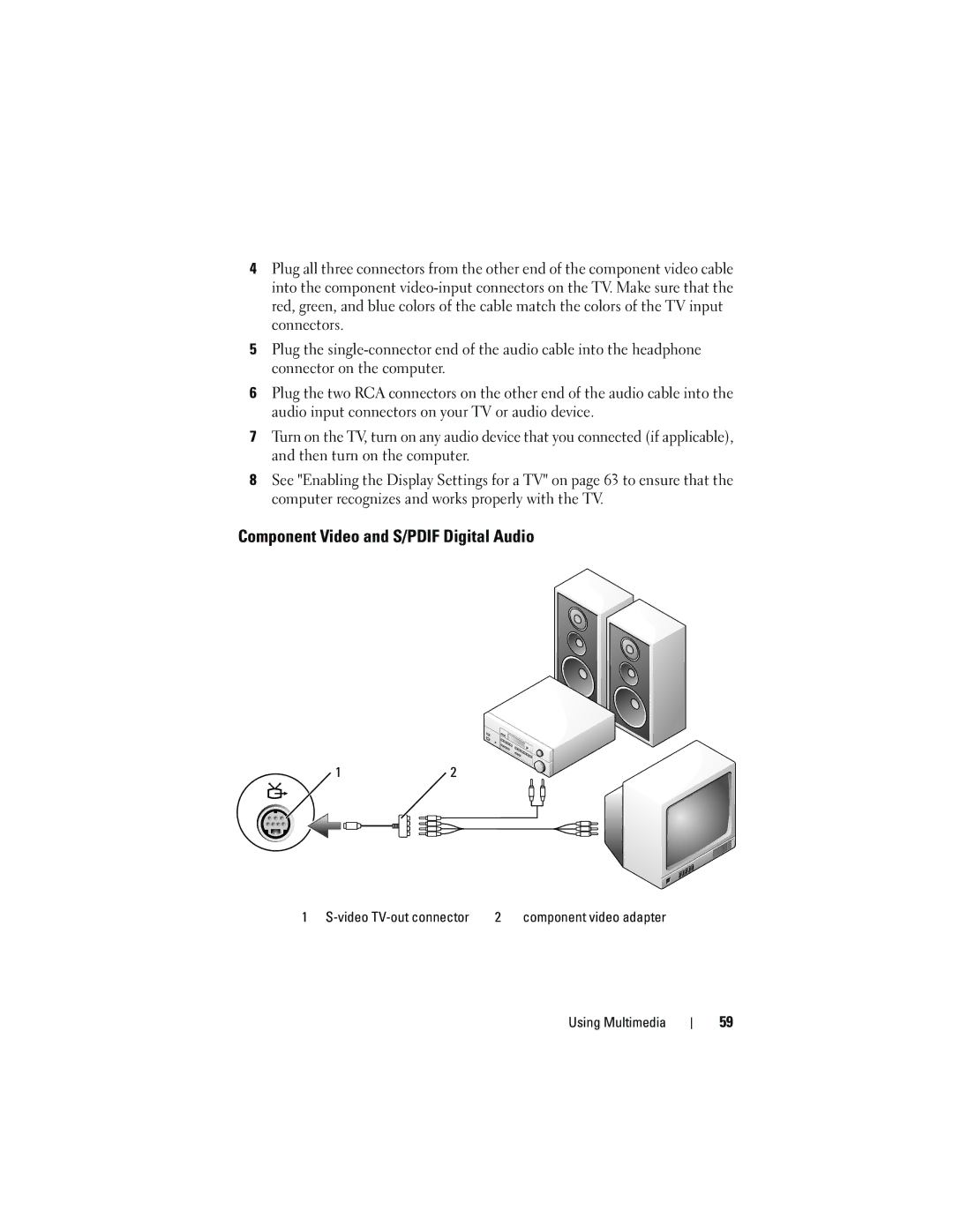 Dell DCDR01, PP521 owner manual Component Video and S/PDIF Digital Audio 