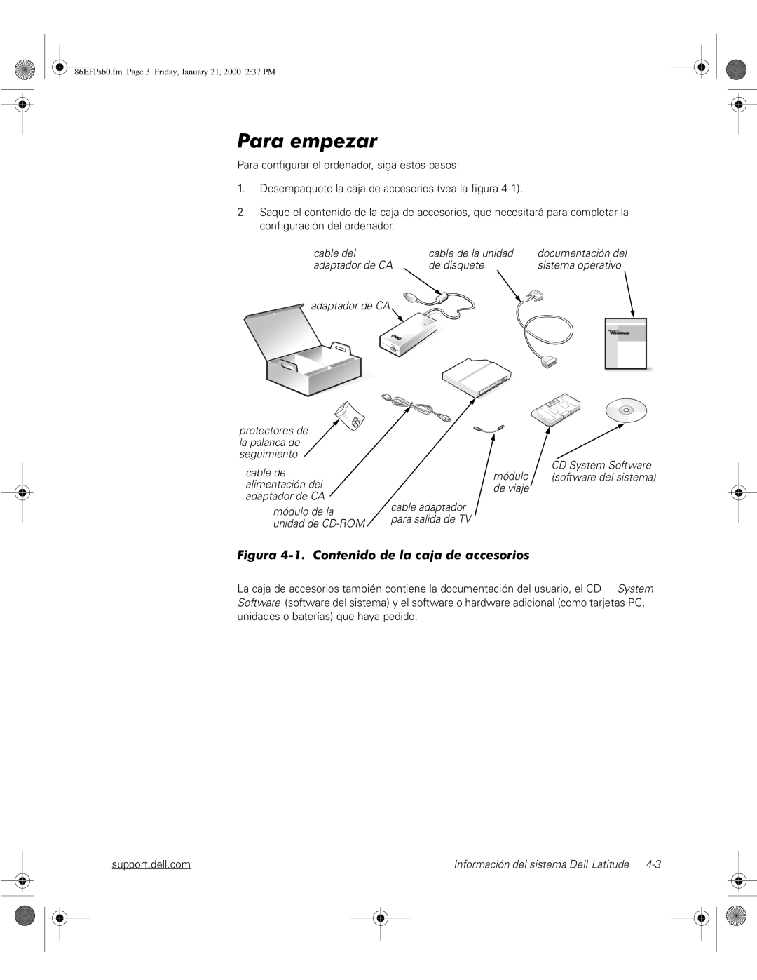 Dell PPX manual 3DUDHPSHDU, 86EFPsb0.fm Page 3 Friday, January 21, 2000 237 PM 