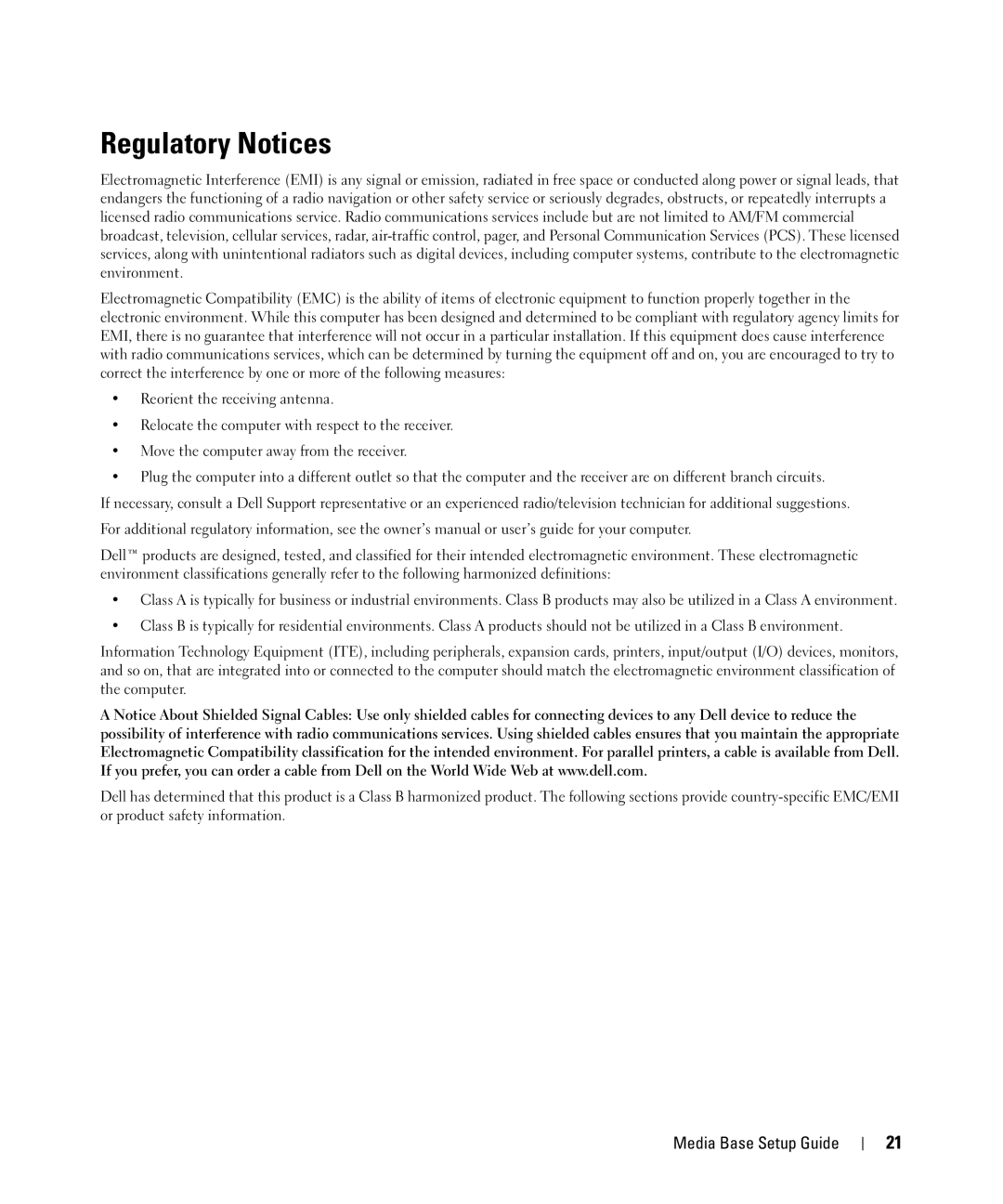 Dell PR09S setup guide Regulatory Notices 