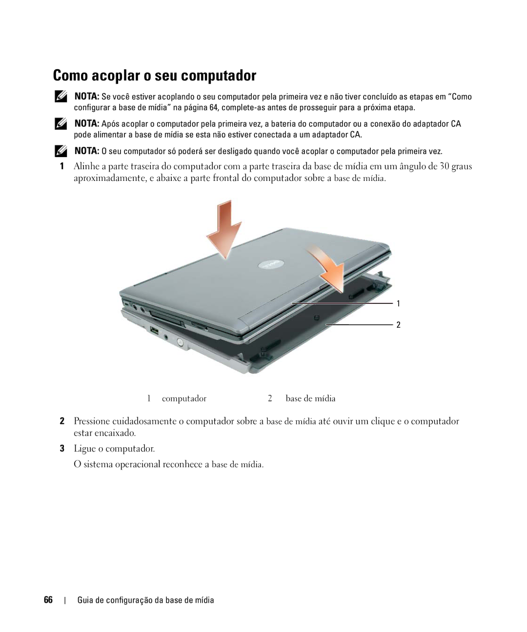 Dell PR09S setup guide Como acoplar o seu computador 