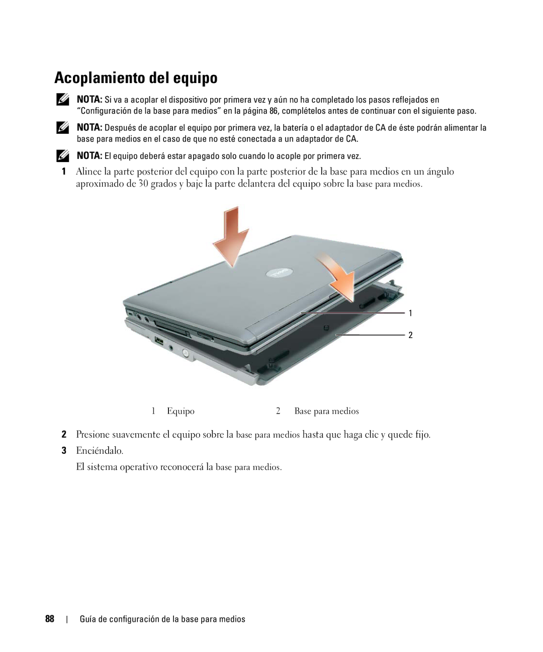 Dell PR09S setup guide Acoplamiento del equipo 