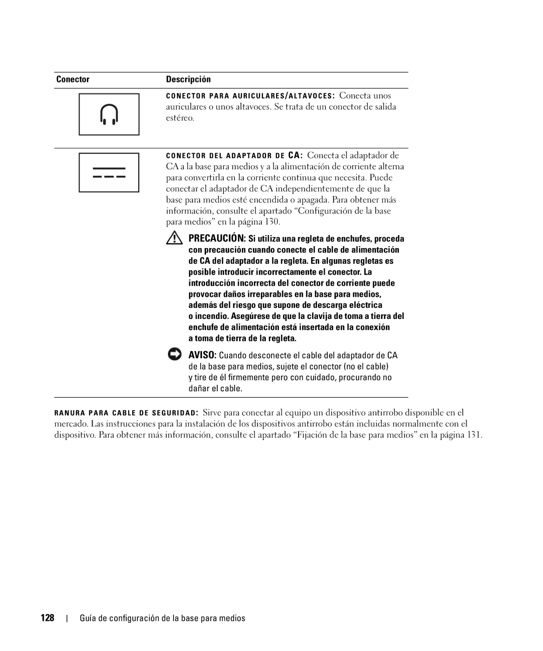 Dell PR09S setup guide Conector, Toma de tierra de la regleta 