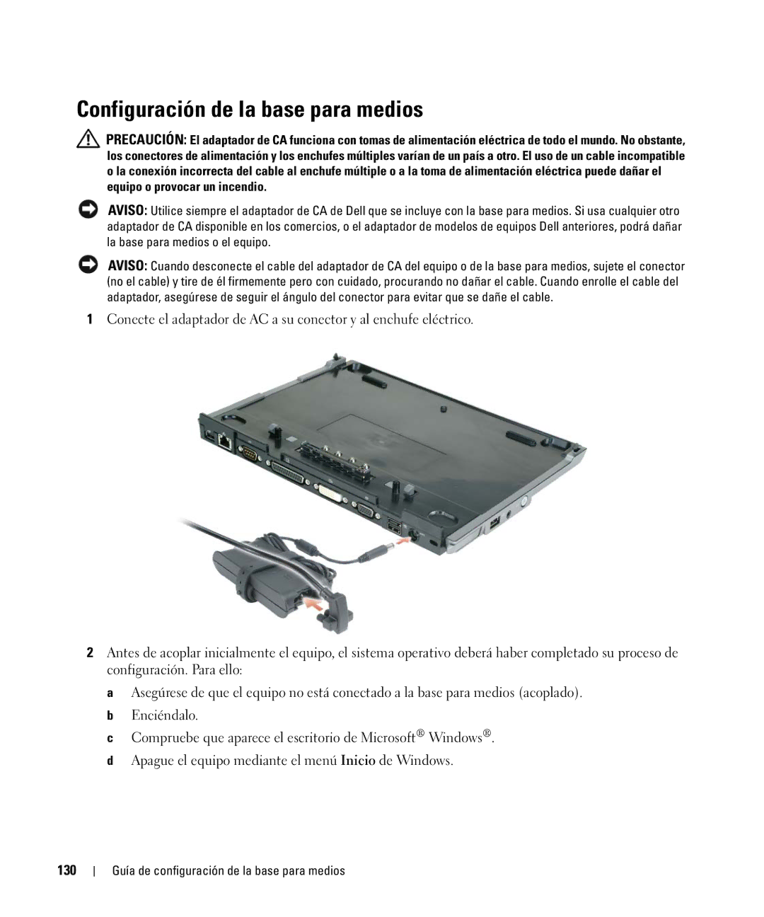 Dell PR09S setup guide Configuración de la base para medios 