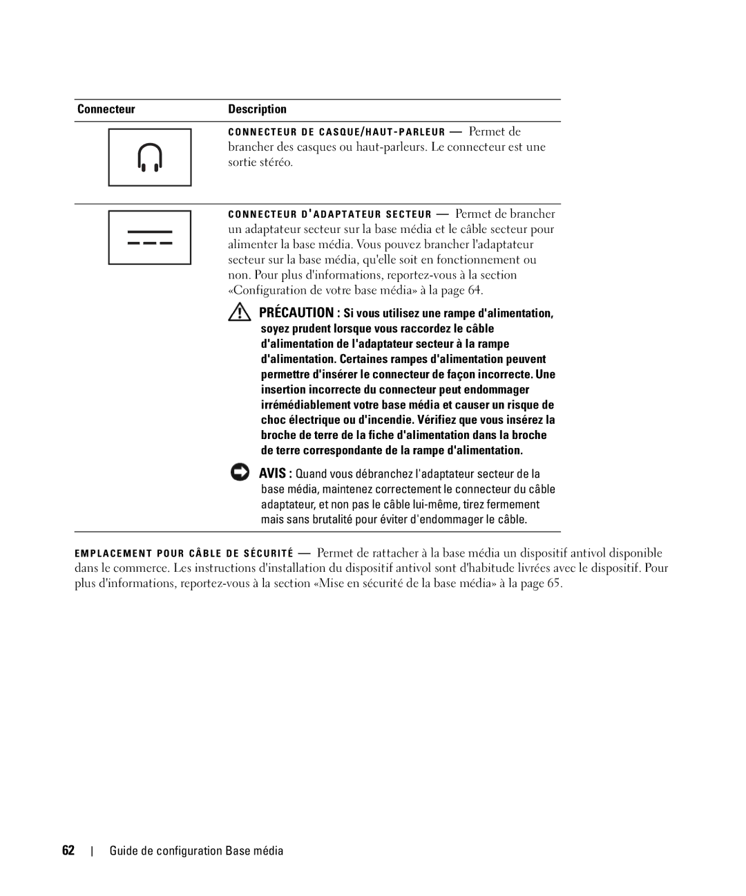 Dell PR09S setup guide Connecteur 