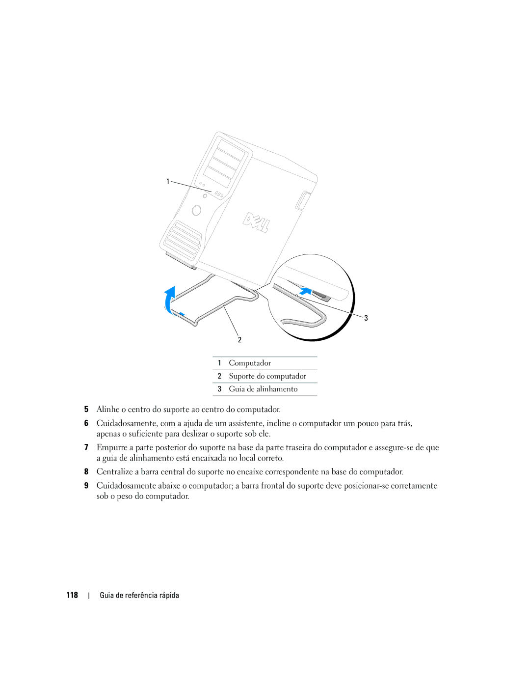 Dell precision workstation manual 118, Computador Suporte do computador Guia de alinhamento 