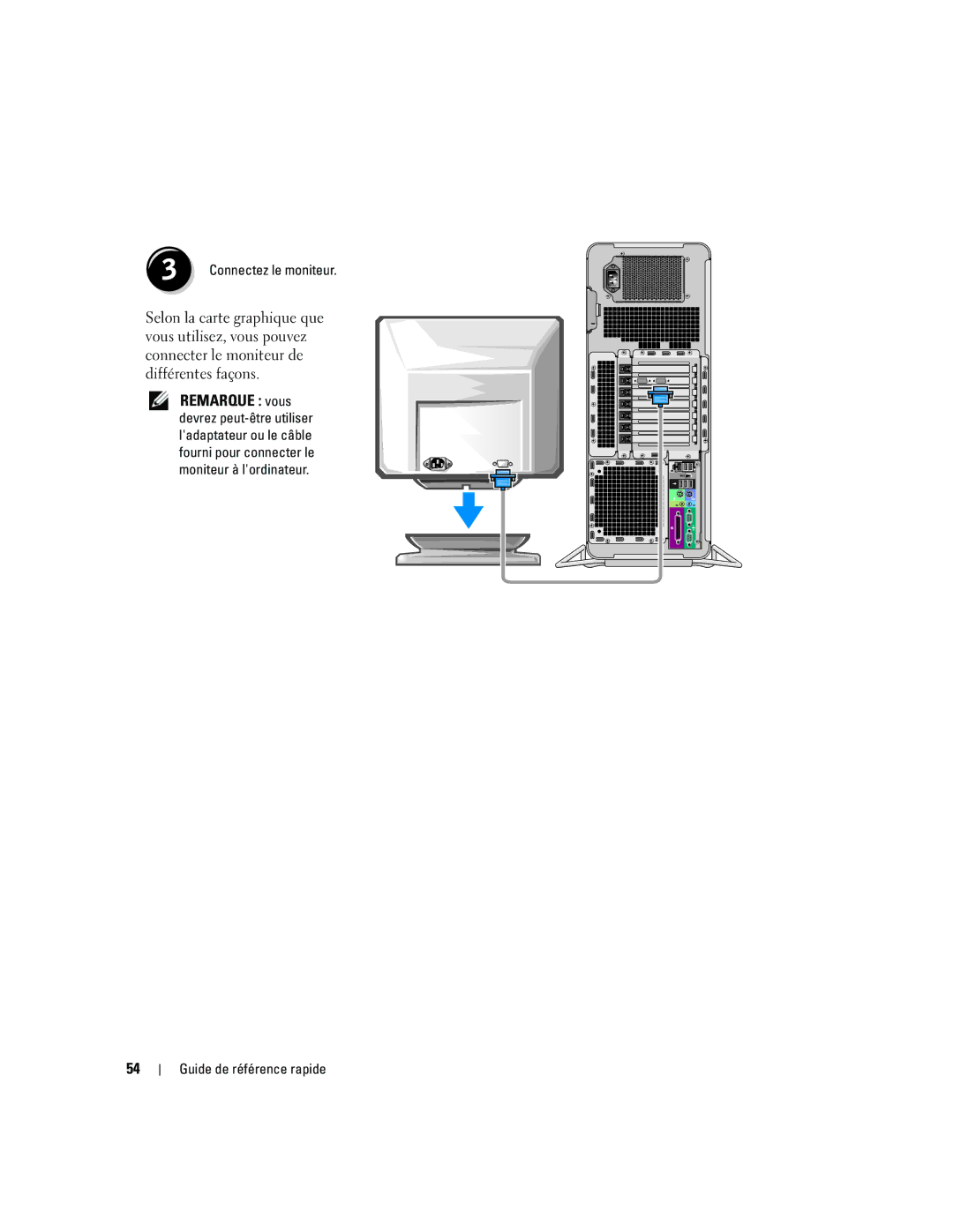 Dell precision workstation manual Connectez le moniteur 