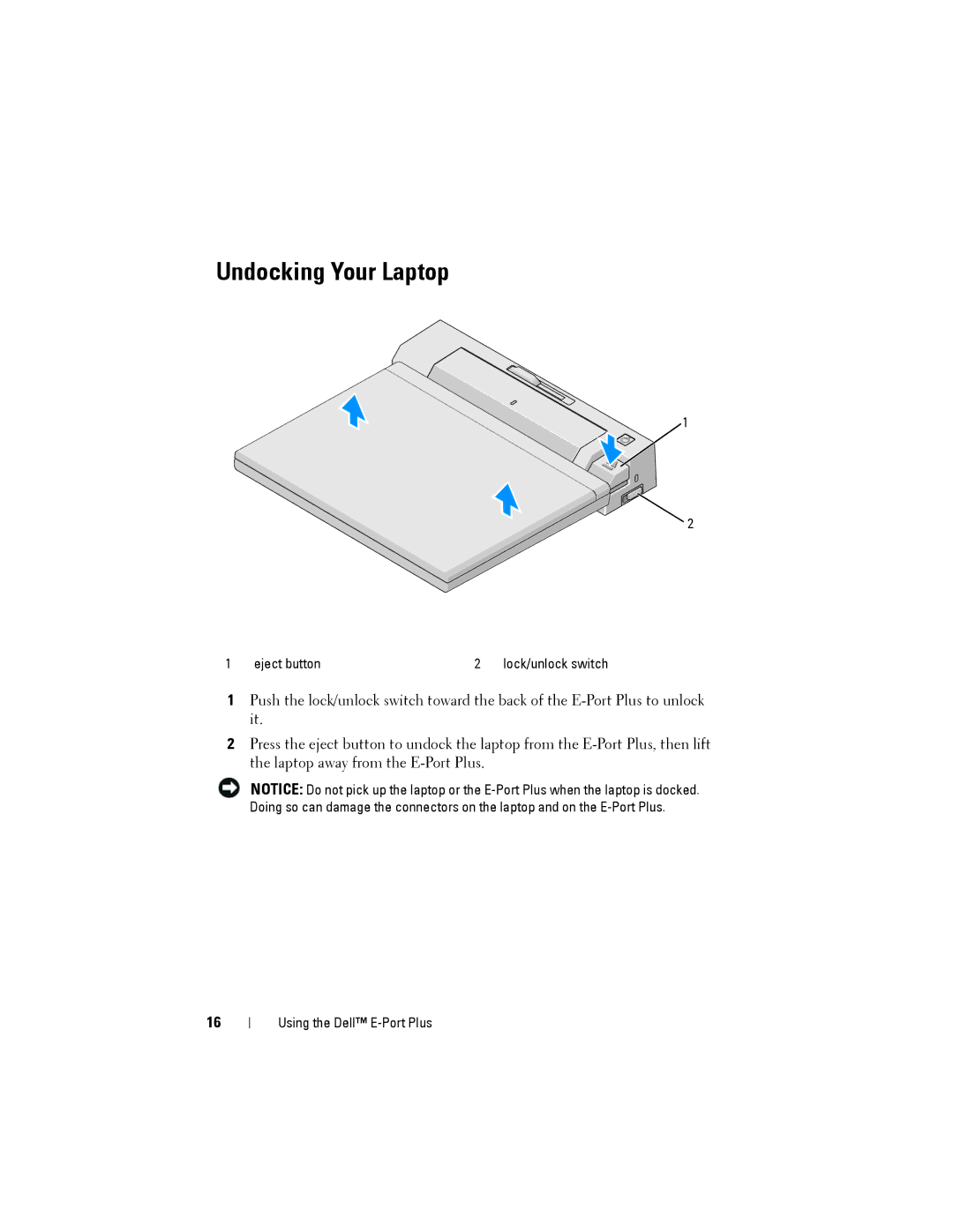 Dell PRO2X manual Undocking Your Laptop 