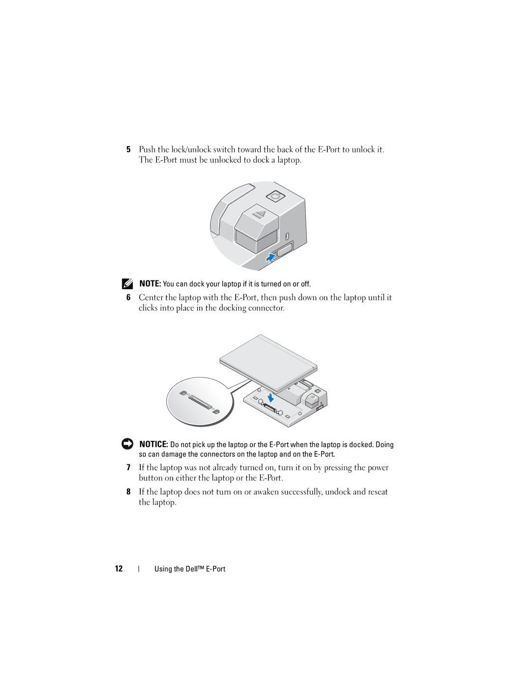 Dell PRO3X manual Using the Dell E-Port 