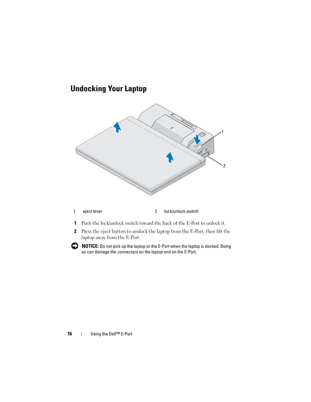 Dell PRO3X manual Undocking Your Laptop 