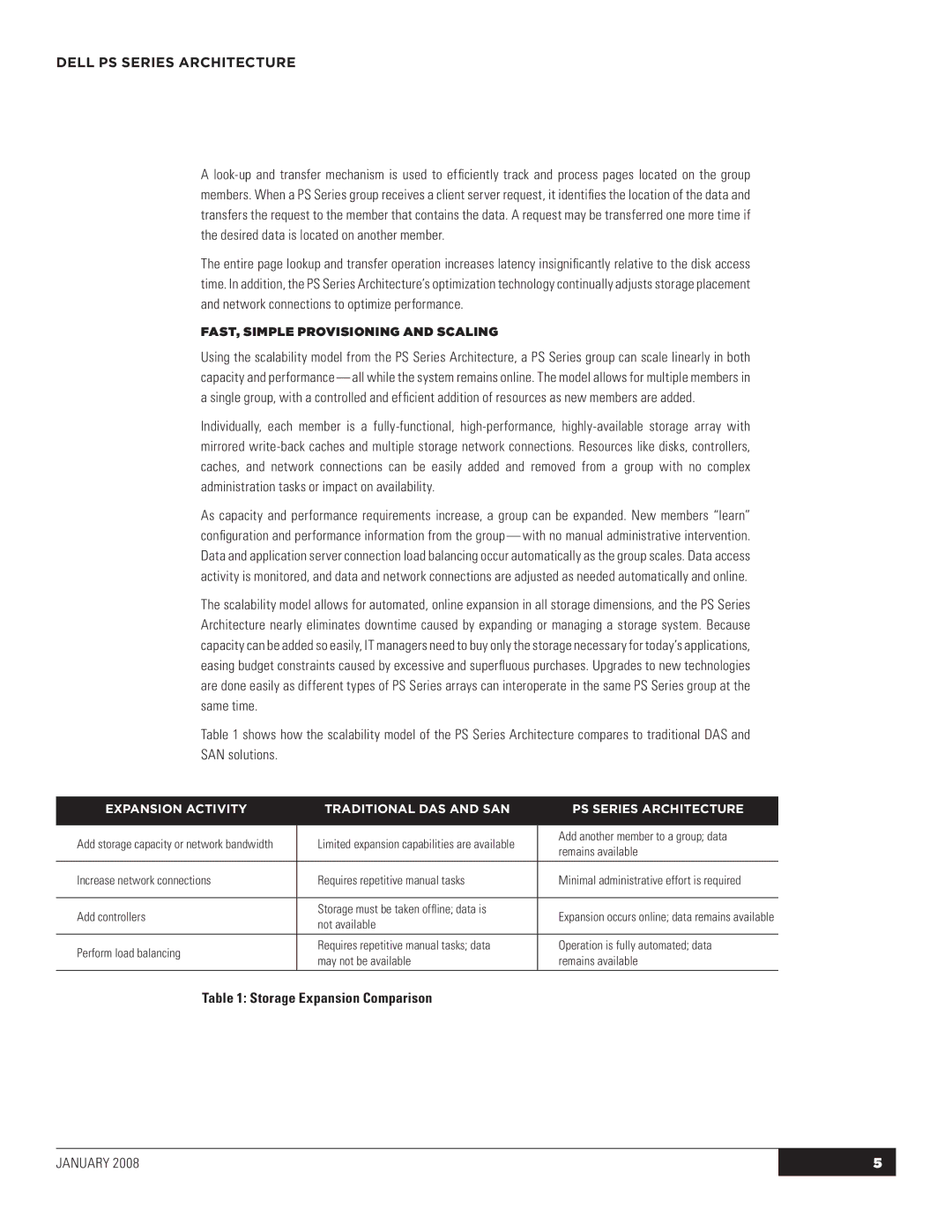 Dell PS Series manual Storage Expansion Comparison 