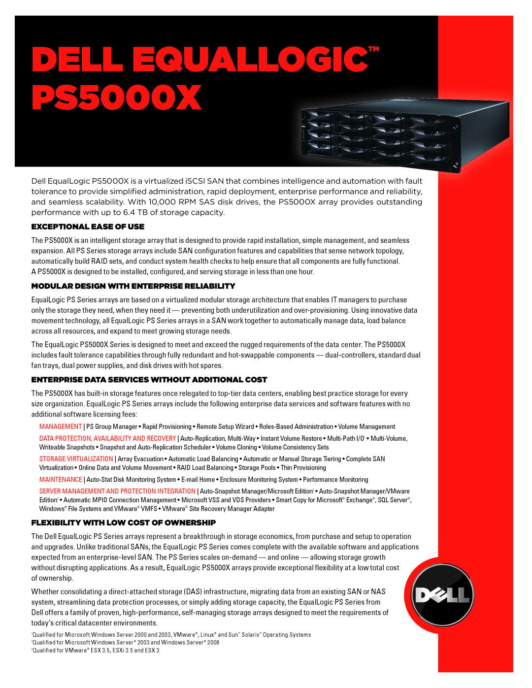 Dell manual Exceptional Ease Of Use, Modular Design With Enterprise Reliability, DELL EQUALLOGIC PS5000X 