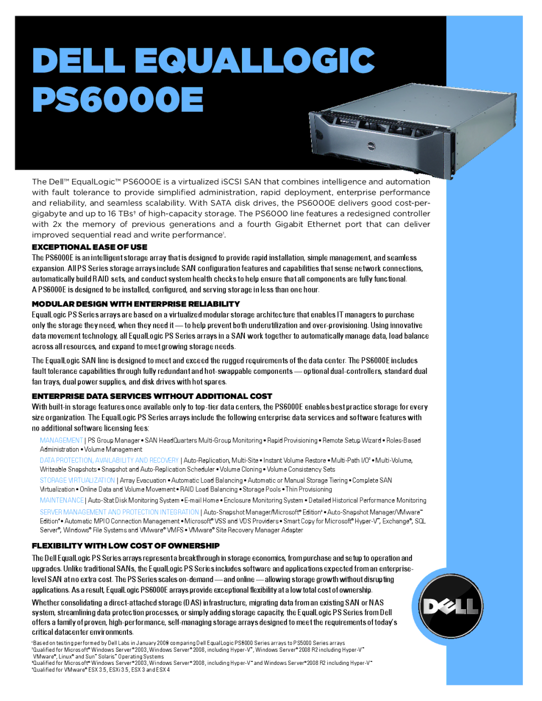 Dell PS6000E manual Exceptional Ease of USE, Modular Design with Enterprise Reliability 