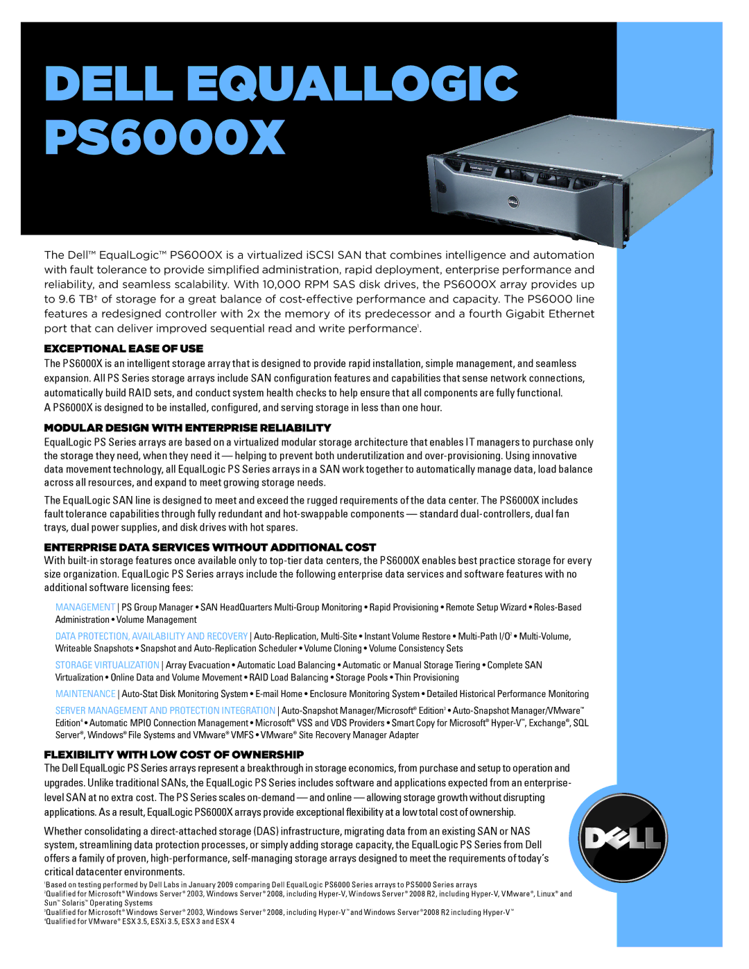 Dell PS6000X manual Exceptional Ease of USE, Modular Design with Enterprise Reliability 