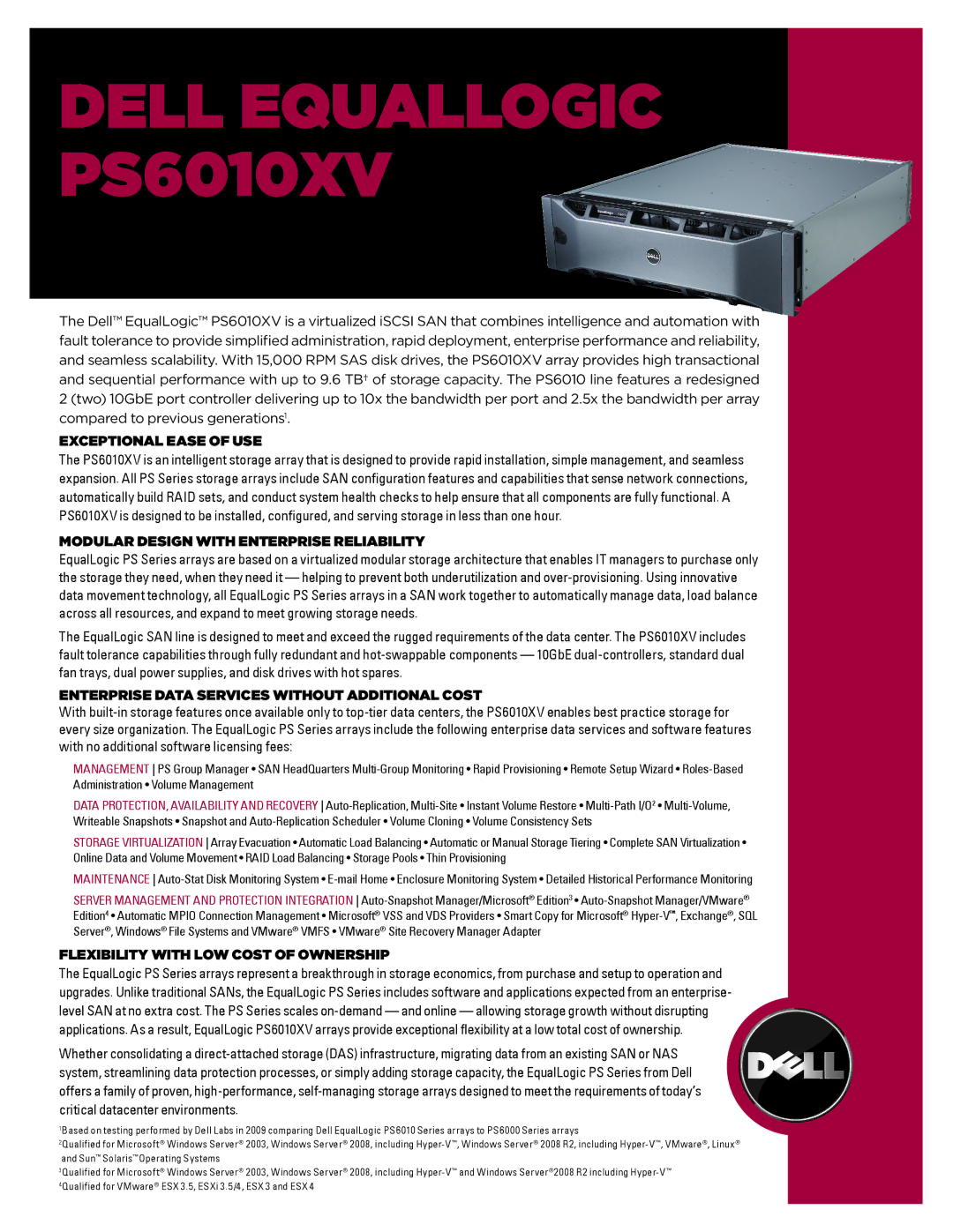 Dell PS6010XV manual Exceptional Ease of USE, Modular Design with Enterprise Reliability 