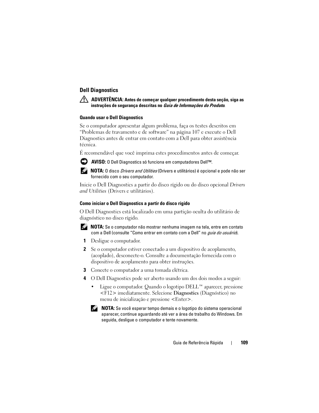 Dell PT052 manual Desligue o computador, 109 