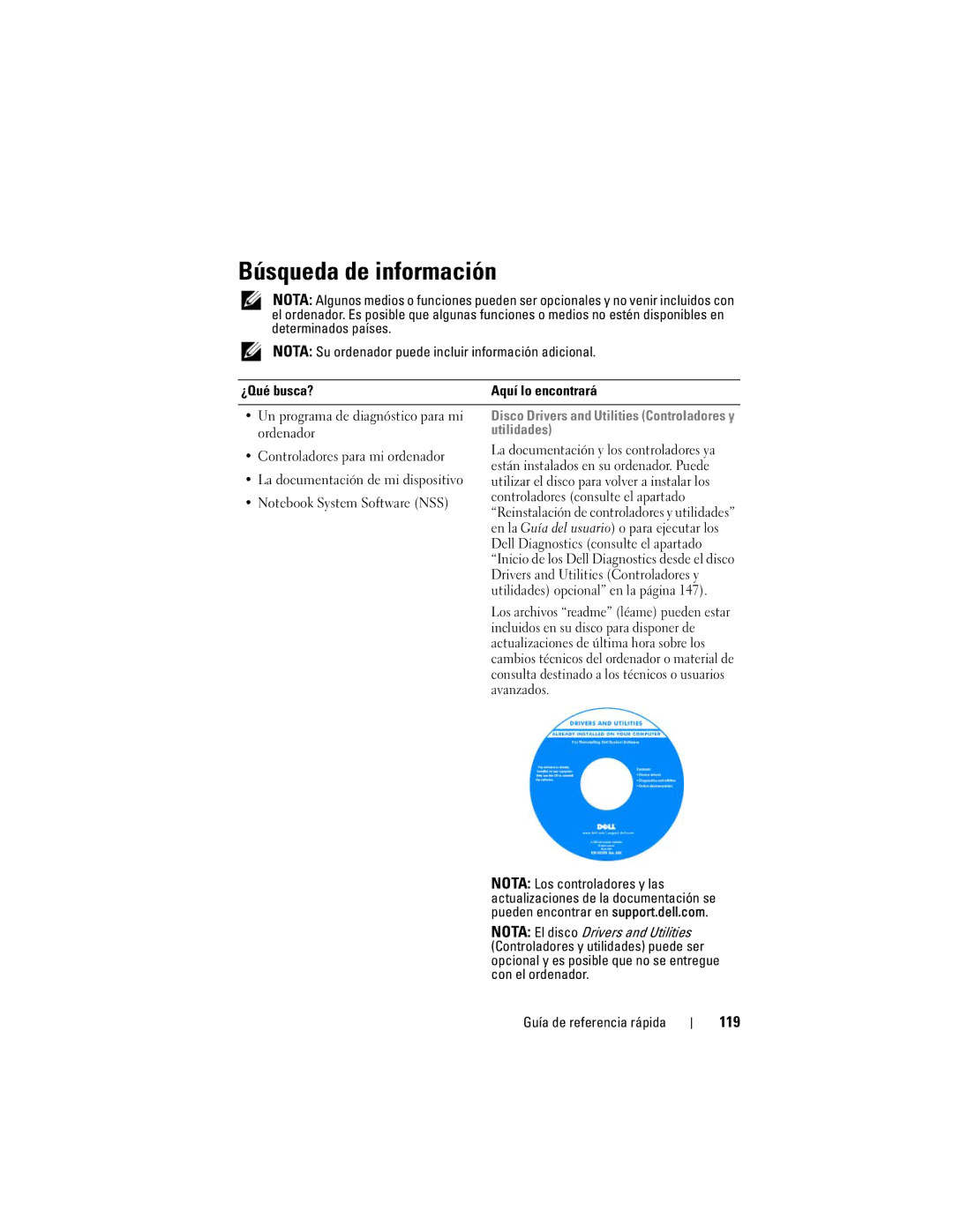 Dell PT052 manual Búsqueda de información, 119, Utilidades 