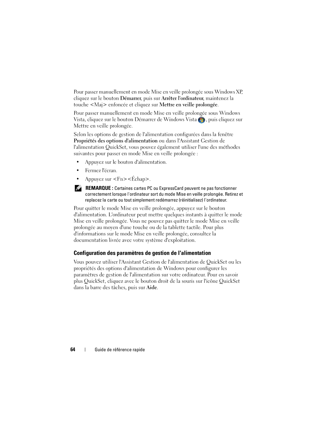 Dell PT052 manual Configuration des paramètres de gestion de lalimentation 