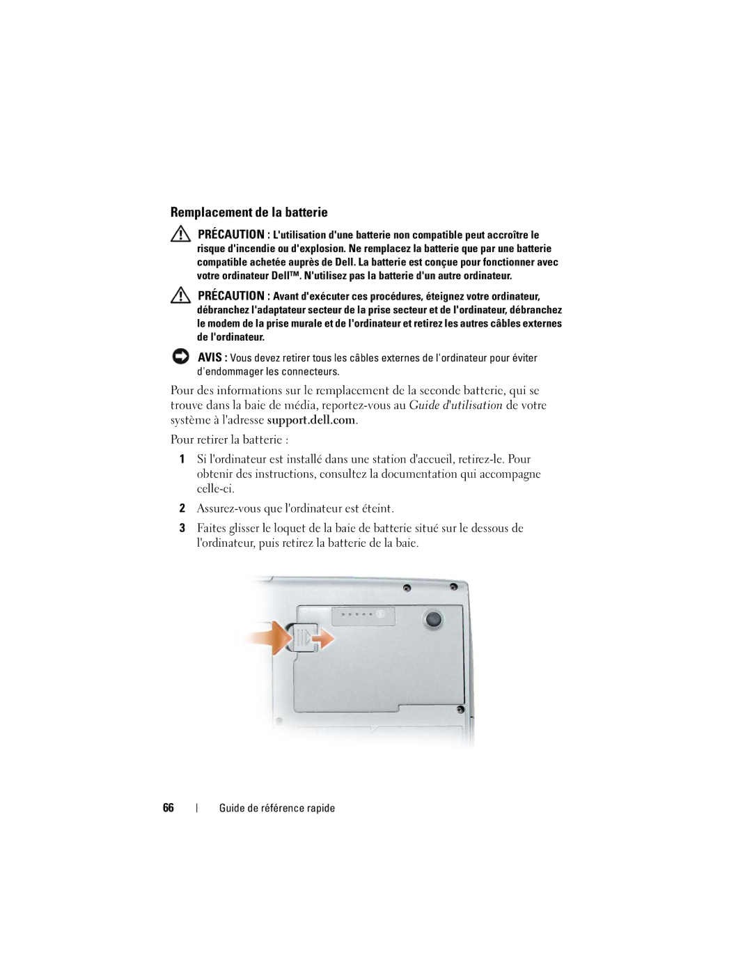 Dell PT052 manual Remplacement de la batterie 