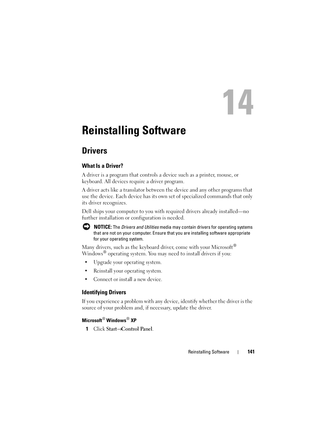 Dell PY760 manual Reinstalling Software, What Is a Driver?, Identifying Drivers 