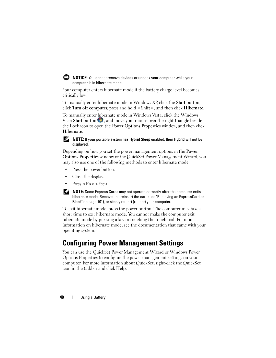 Dell PY760 manual Configuring Power Management Settings 