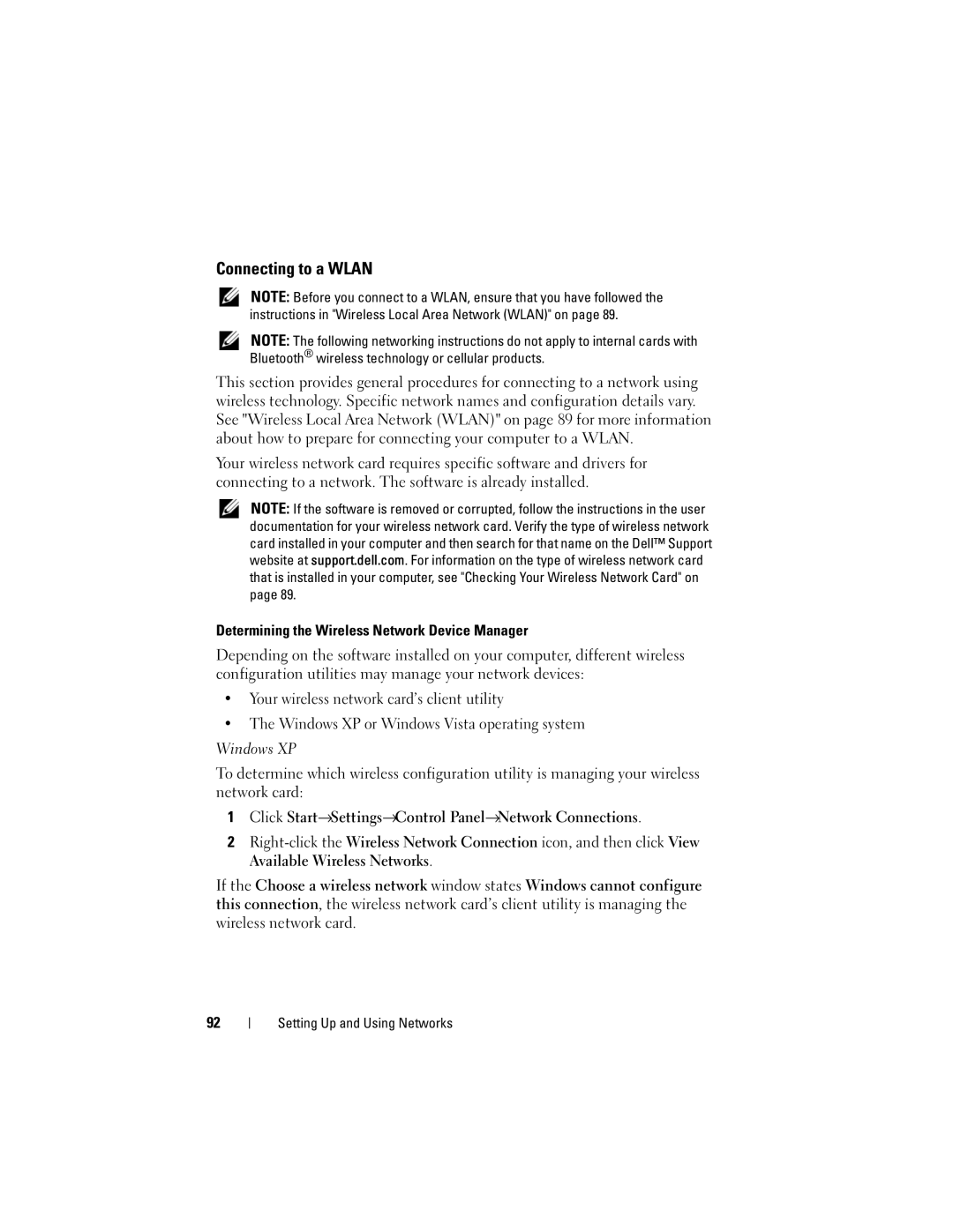 Dell PY760 manual Connecting to a Wlan 